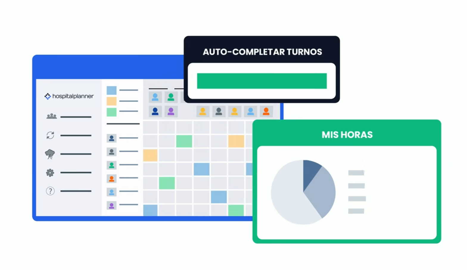 Cuadrante de HospitalPlanner con la función de auto-completar turnos y el panel de Mis Horas